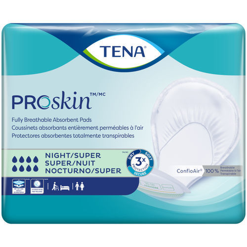 Compresa higiénica para adulto - PROSKIN NIGHT SUPER - TENA - transpirable / caja de 24 unidades