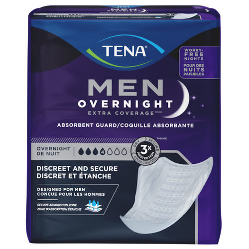 Compresa higiénica para hombre - Overnight Extra Coverage™ Guard - TENA - caja de 16 / caja de 30 unidades