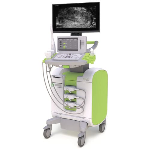 Ecógrafo con soporte - ExactVu™ - Exact Imaging - para ecografía urológica / blanco y negro / pantalla táctil