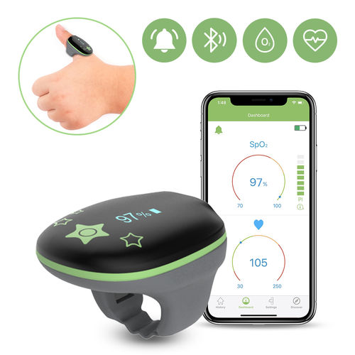 Pulsioxímetro de anillos - KidsO2 - Shenzhen Viatom Technology Co., Ltd. - para terapia CPAP / para asistencia domiciliaria / pediátrico