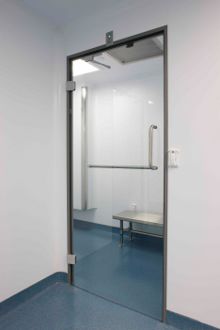 Puerta para sala blanca - AES  - AES Clean Technology - abatible / de vidrio