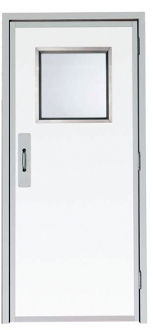 Puerta para sala blanca - FSS - AES Clean Technology - de vaivén / de acero inoxidable / con paneles de vidrio