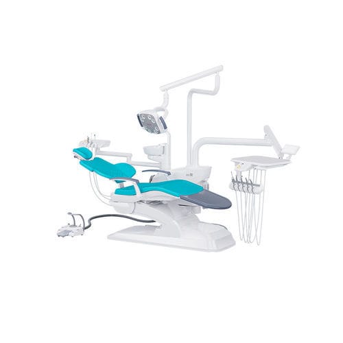 Sillón dental electromecánico - ZA-208F - Foshan Ziann Medical Apparatus Co., Ltd - fijo / naranja / gris