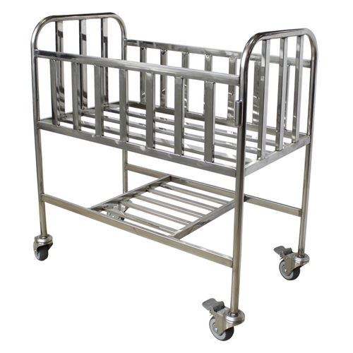 Cuna hospitalaria de altura fija - BES-HB064 - Besco Medical - con ruedas / con espacio de almacenamiento / de acero inoxidable