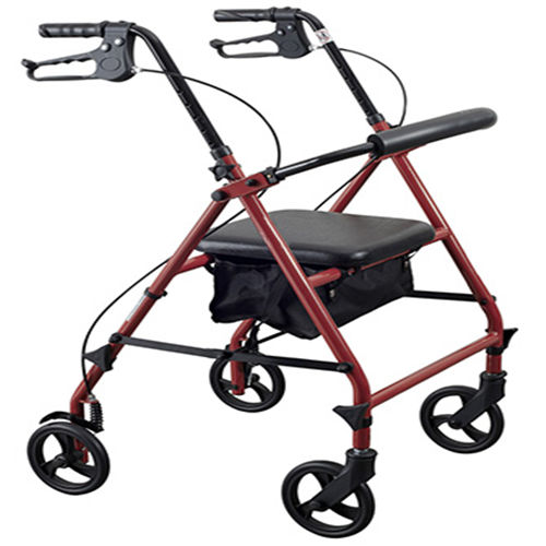 Andador con ruedas con 4 ruedas - BES-RL003 - Besco Medical - marco de acero / con asiento / con canasta