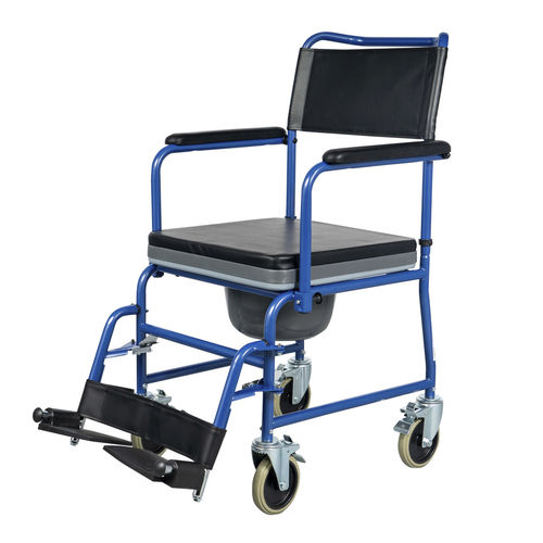 Silla con orinal con reposabrazos - BES-BS052 - Besco Medical - con ruedas / con cubo / con reposapiés