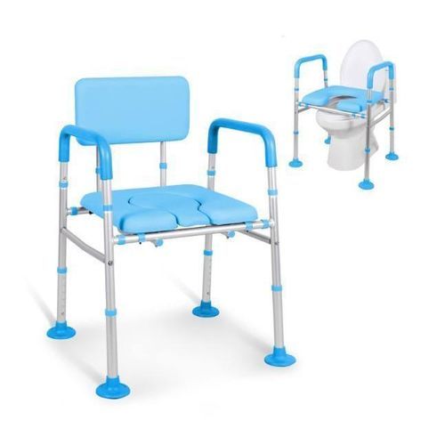 Silla de ducha con respaldo - BES-BS035L - Besco Medical - con respaldo alto / con tapa / con reposabrazos