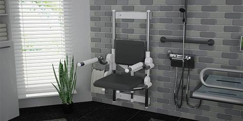 Asiento de ducha con reposabrazos - Aerolet - Total Hygiene - de pared / de altura variable