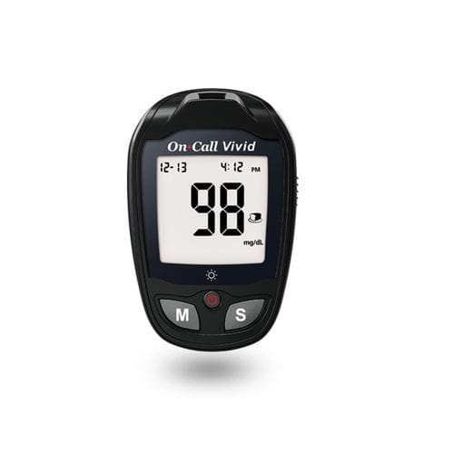 Glucómetro GOD - On Call® Vivid - ACON DIABETES CARE - hematocrito / sin código / con disparador de lancetas