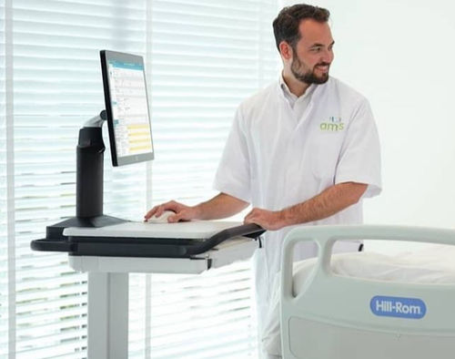 Carro informático de dispensación de medicamentos - AMiS-X - ALPHATRON MEDICAL GmbH - con batería / de altura variable