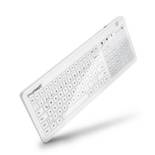 Teclado médico con alfombrilla táctil - Megasept touch GLASS  - MEGABYTE Systemhaus GmbH - con teclas digitales / de vidrio / lavable