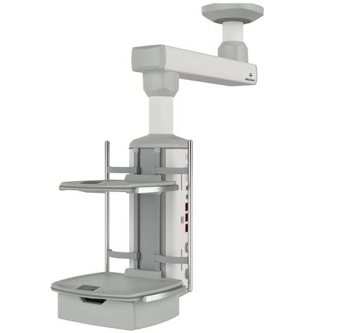 Brazo de distribución de techo - MG-PENx-y-z - Megasan Medical Gas Systems - para cuidados intensivos / de brazo simple / con estantes
