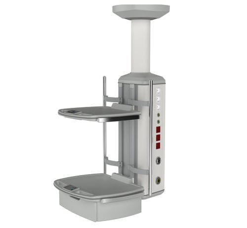Brazo de distribución de techo - MG-PENC-V-S - Megasan Medical Gas Systems - para cuidados intensivos / de brazo simple / con estantes