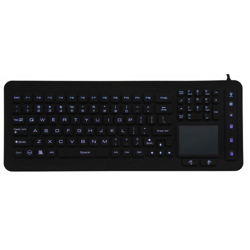 Teclado con alfombrilla táctil - P-M08TP-BL - PAC Technology - de silicona / con retroiluminación LED / antibacterias