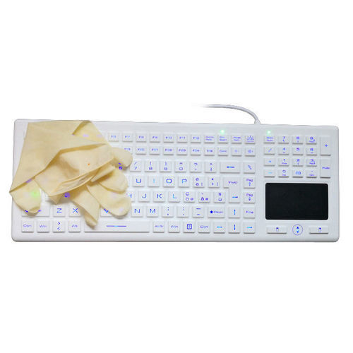 Teclado médico con alfombrilla táctil - P-365BL - PAC Technology - de silicona / de caucho de silicona / lavable