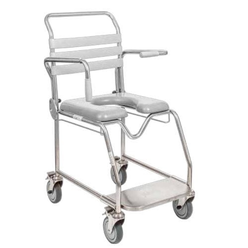 Silla de ducha con reposabrazos - JH1041A - Juvo Solutions - con ruedas / con placa reposapiés deslizante / con respaldo