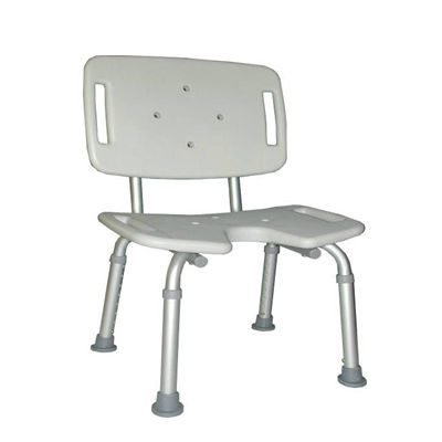 Silla de ducha con apertura higiénica - HMP-5005KD - Home Medical Products Inc. - con respaldo / de altura variable / de plástico