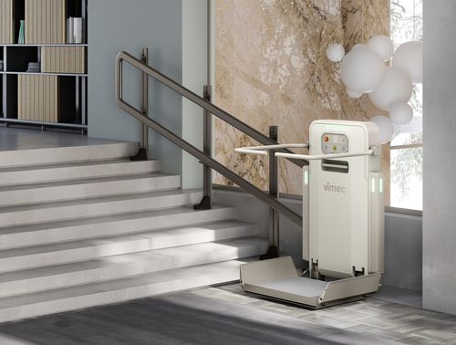 Salvaescaleras para silla de ruedas - V6 - Vimec - para escalera recta / para humanos / con plataforma