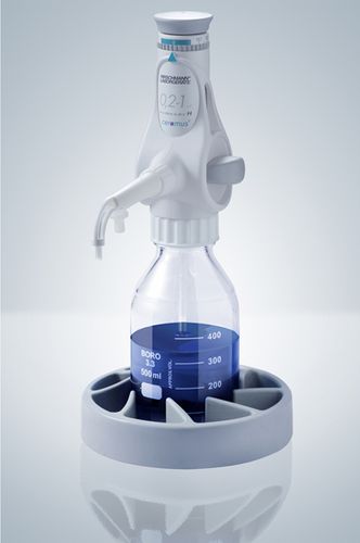 Dispensador sobre frasco de laboratorio - ceramus® - Hirschmann - de volumen regulable