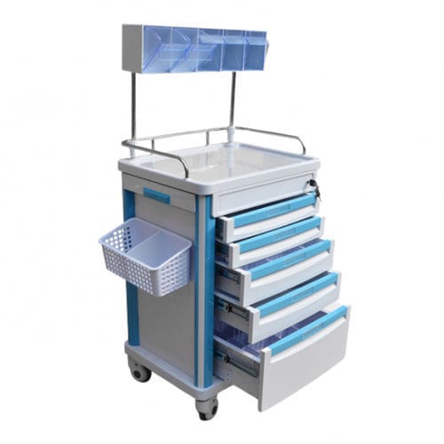 Carro de hospital - MT-75001 - Shandong Mingtai Medical Equipment Group - de anestesia / 5 cajones / con estante