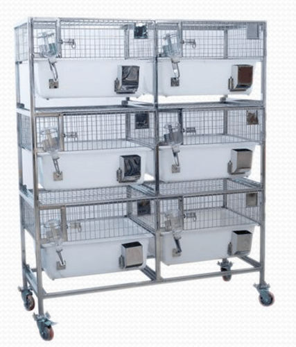 Jaula veterinaria para conejos - RBINT-PP-01 - Meditech Technologies India - 6 compartimentos / de polipropileno / 3 estantes
