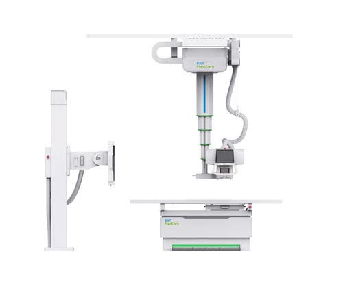 Sistema de radiografía digital - EMX3000 - EST Medical Equipment - para radiografía polivalente / con brazo portatubos telescópico de techo / con Bucky en el suelo