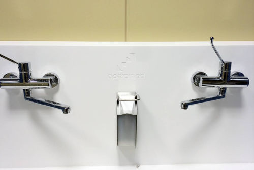 Lavamanos médico - Operamed - 2 estaciones / de acero inoxidable / de pared