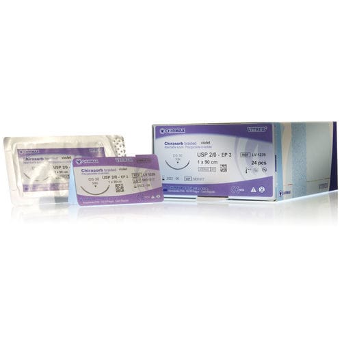 Hilo de sutura reabsorbible a medio plazo - Chirasorb  - Vitrex Medical A/S - cirugía oftálmica / cirugía de los tejidos blandos / 6-0