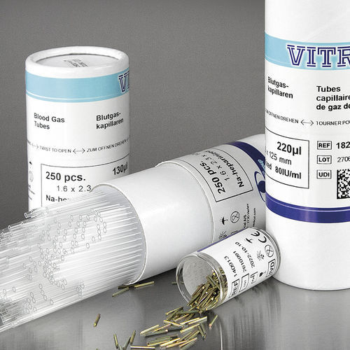Tubo de extracción para análisis de los gases sanguíneos - 182513 - Vitrex Medical A/S - cilíndrico / de sangre capilar / de plástico