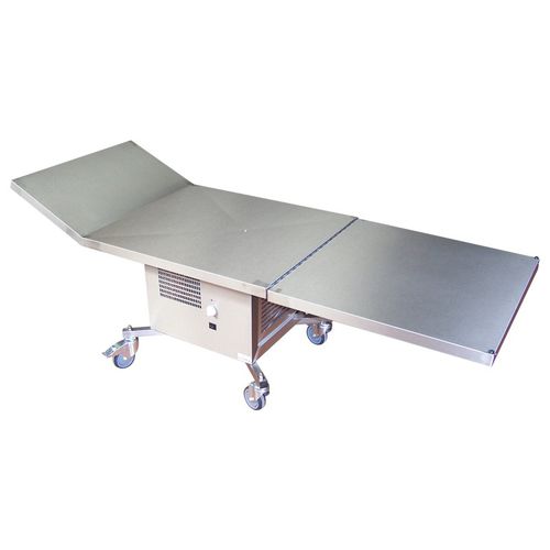 Mesa de presentación funeraria - TABL060 - FRIMA CONCEPT - rectangular / con ruedas / de acero inoxidable