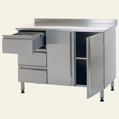 Plataforma de trabajo con cajón - FX 7103  - FXMEDICA - con puerta / de acero inoxidable