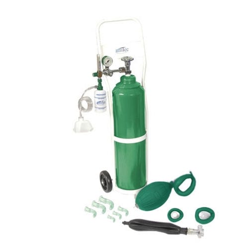 Sistema de oxigenoterapia en carro - UM311, UM312, UM313 - Unitec Hospitalar - con botella de oxigeno / con máscara de oxígeno