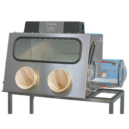 Caja de guantes de laboratorio - 819 series - Plas-Labs - de pie / de acero inoxidable