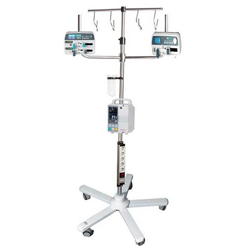 Portasueros con ruedas - SR 01 1316 - Çağdaş Medical - 4 ganchos / de acero inoxidable / para bomba de jeringa