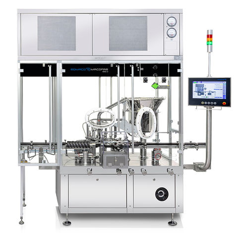 Sistema de encapsulación de frascos - Macofar MAC  - Romaco - para la industria farmacéutica / automático / continuo