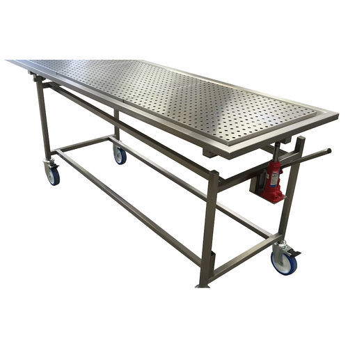Mesa de embalsamamiento hidráulica - Envair - con ruedas / de acero inoxidable