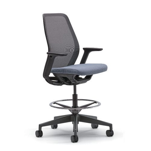 Taburete para consulta médica - Pli - Allsteel - de altura variable / con ruedas / con respaldo