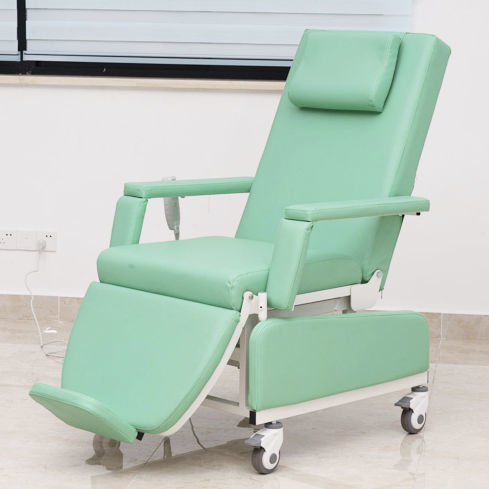 Sillón de quimioterapia eléctrico - HO-S12-4 - Hongkong Medi - de 3 secciones / con ruedas / con respaldo regulable