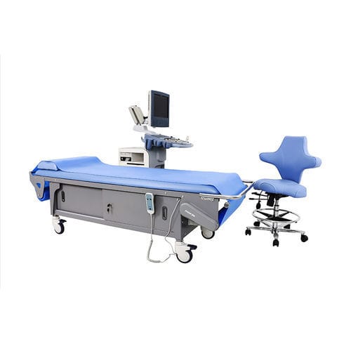 Camilla de exploración para ecografía - YA-EC-U01 - Zhangjiagang Medi Medical Equipment - eléctrica / de altura variable / con espacio de almacenamiento