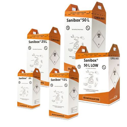 Contenedor de desechos - SANIBOX® orange - Daniels Healthcare - de manipulación / de cartón / seguro