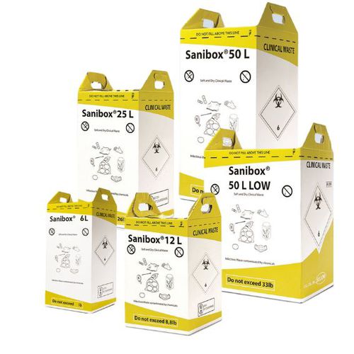 Contenedor de desechos - SANIBOX® yellow - Daniels Healthcare - de cartón / seguro