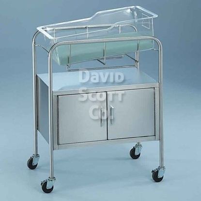 Cuna hospitalaria con ruedas - BL8048SS - David Scott Company - con espacio de almacenamiento / de acero inoxidable / transparente