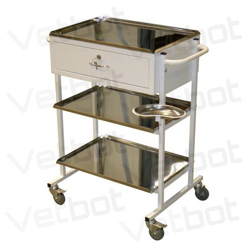 Carro para clínica veterinaria - SP-02-9-R - Vetbot - para instrumental / de acero inoxidable / 1 cajón