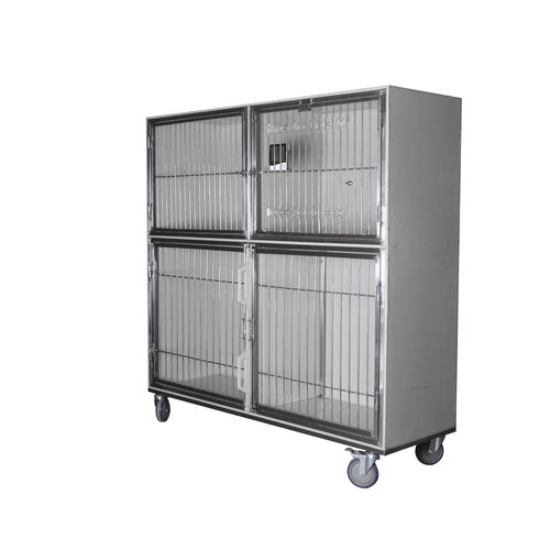 Jaula veterinaria 4 compartimentos - 80381  - Vetbot - de acero inoxidable / de polipropileno