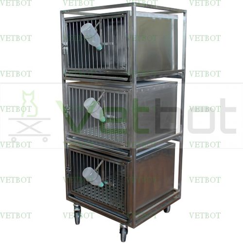 Jaula veterinaria para conejos - 80511  - Vetbot - modular / 3 compartimentos / de acero inoxidable