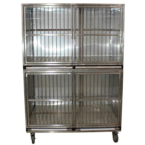 Jaula veterinaria para perros - 80525 - Vetbot - modular / 2 compartimentos / con ruedas