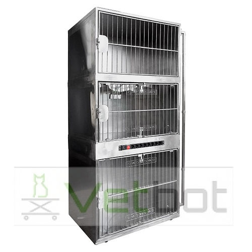 Jaula veterinaria modular - 806231 3 - Vetbot - de acero inoxidable / con rueda de correr