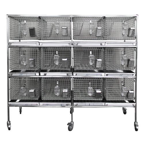 Jaula veterinaria modular - FVF-1330.4 - Vetbot - con ruedas / de acero inoxidable / con rueda de correr