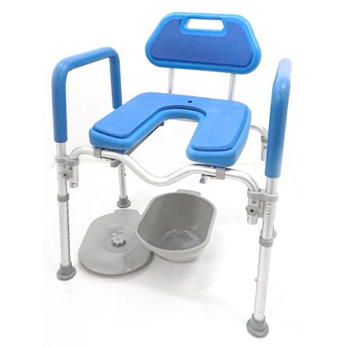 Silla de ducha con reposabrazos - HT4060B-BL - Forever Young Enterprise - con respaldo / con apertura higiénica / con ruedas