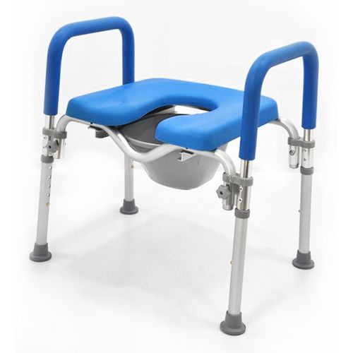 Silla de ducha con reposabrazos - HT3012A-BL - Forever Young Enterprise - con apertura higiénica / con cubo / sin respaldo